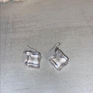 Clear Square Dangle Earrings
